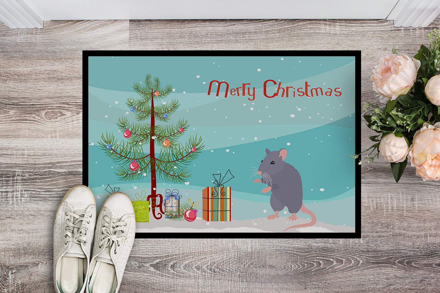 Blue Rat Merry Christmas Indoor or Outdoor Mat 18x27 CK4469MAT - the-store.com