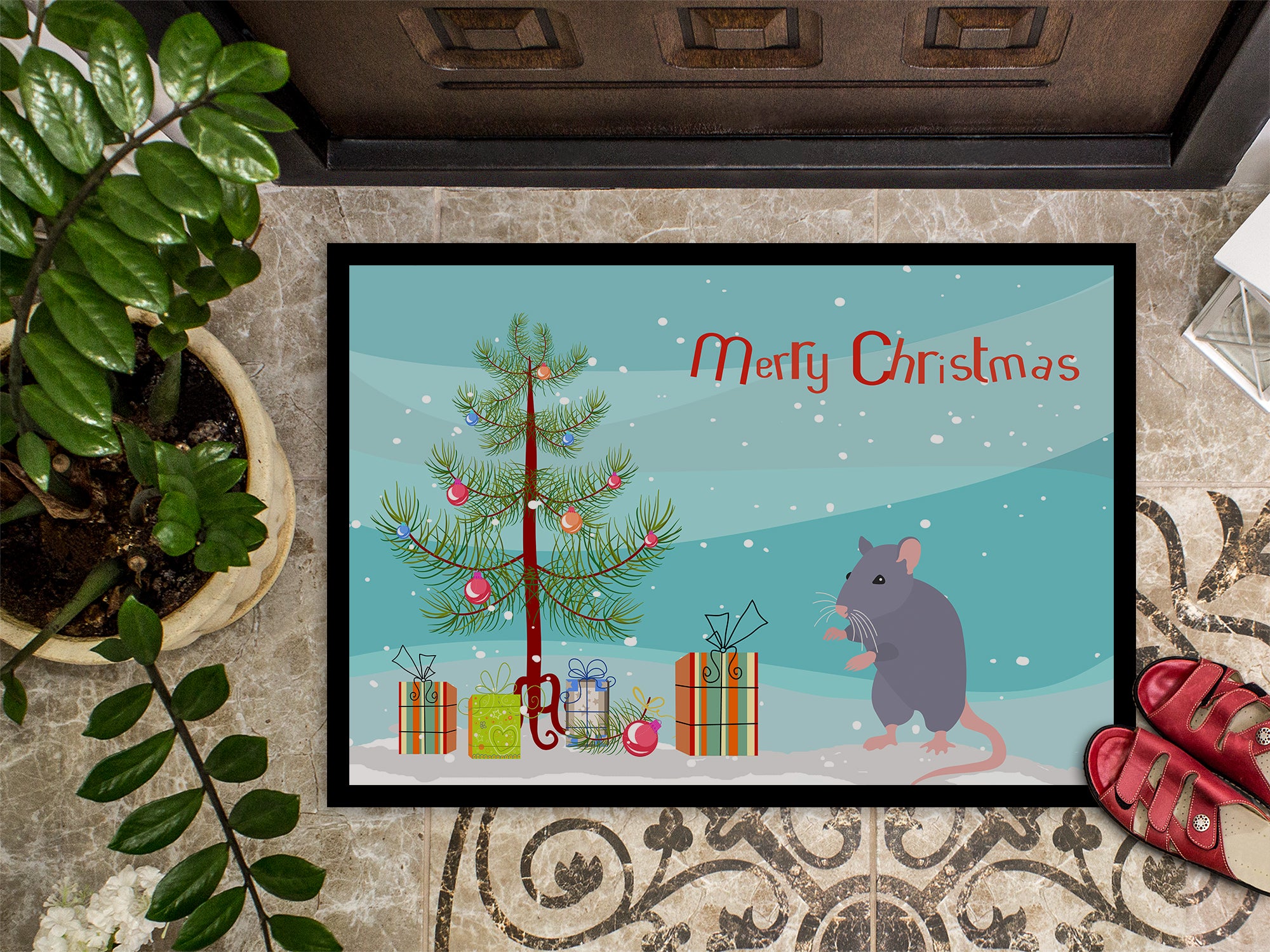 Blue Rat Merry Christmas Indoor or Outdoor Mat 18x27 CK4469MAT - the-store.com