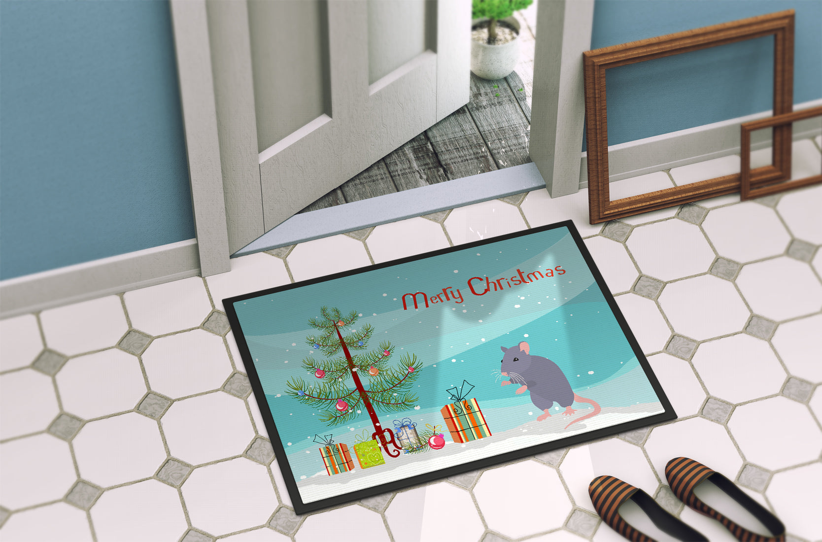 Blue Rat Merry Christmas Indoor or Outdoor Mat 18x27 CK4469MAT - the-store.com