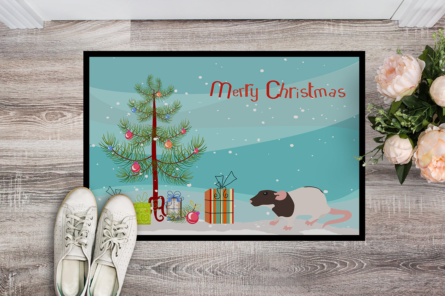 Dumbo Rat Merry Christmas Indoor or Outdoor Mat 18x27 CK4471MAT - the-store.com