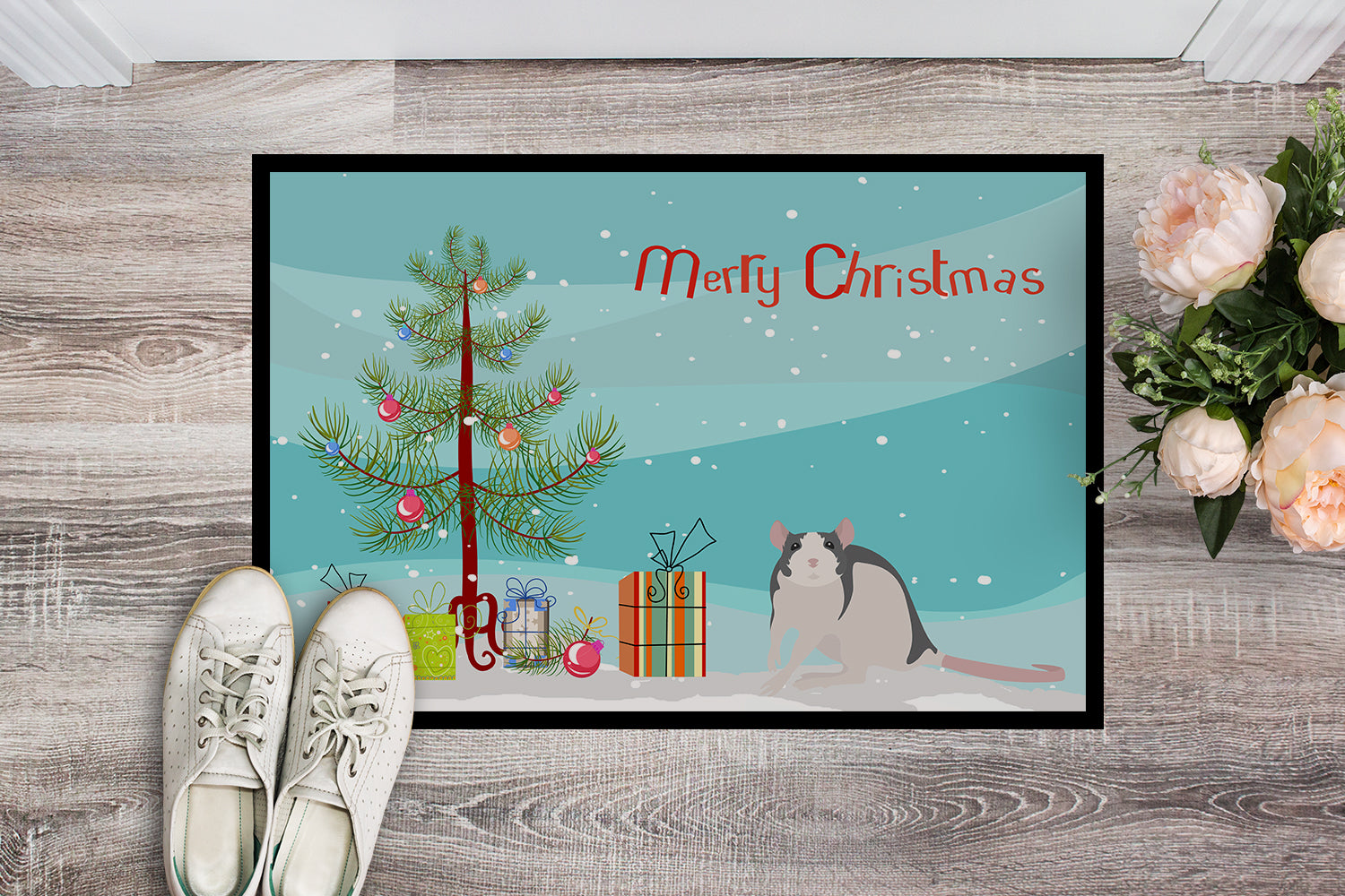 Husky Rat Merry Christmas Indoor or Outdoor Mat 18x27 CK4473MAT - the-store.com