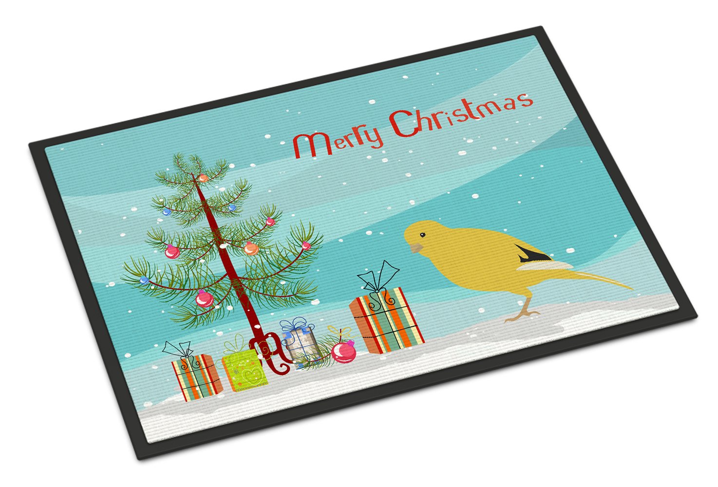 Border Canary Merry Christmas Indoor or Outdoor Mat 24x36 CK4478JMAT by Caroline's Treasures