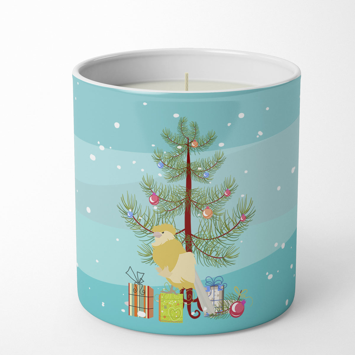 Buy this French Curly Canary Merry Christmas 10 oz Decorative Soy Candle