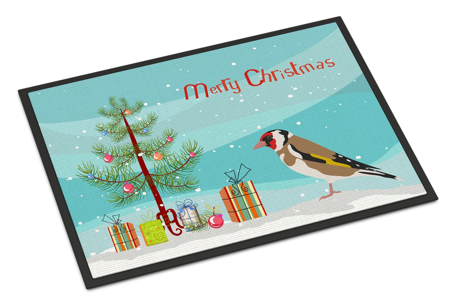 Gold Finch Merry Christmas Indoor or Outdoor Mat 24x36 CK4489JMAT by Caroline's Treasures