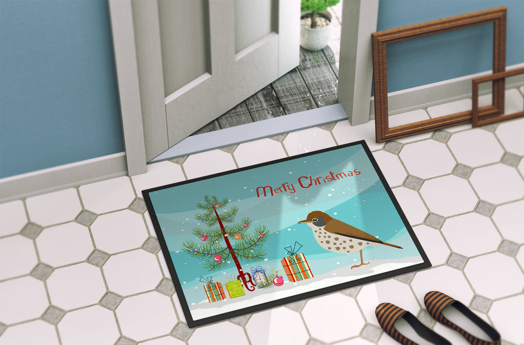 Thrush Merry Christmas Indoor or Outdoor Mat 18x27 CK4493MAT - the-store.com