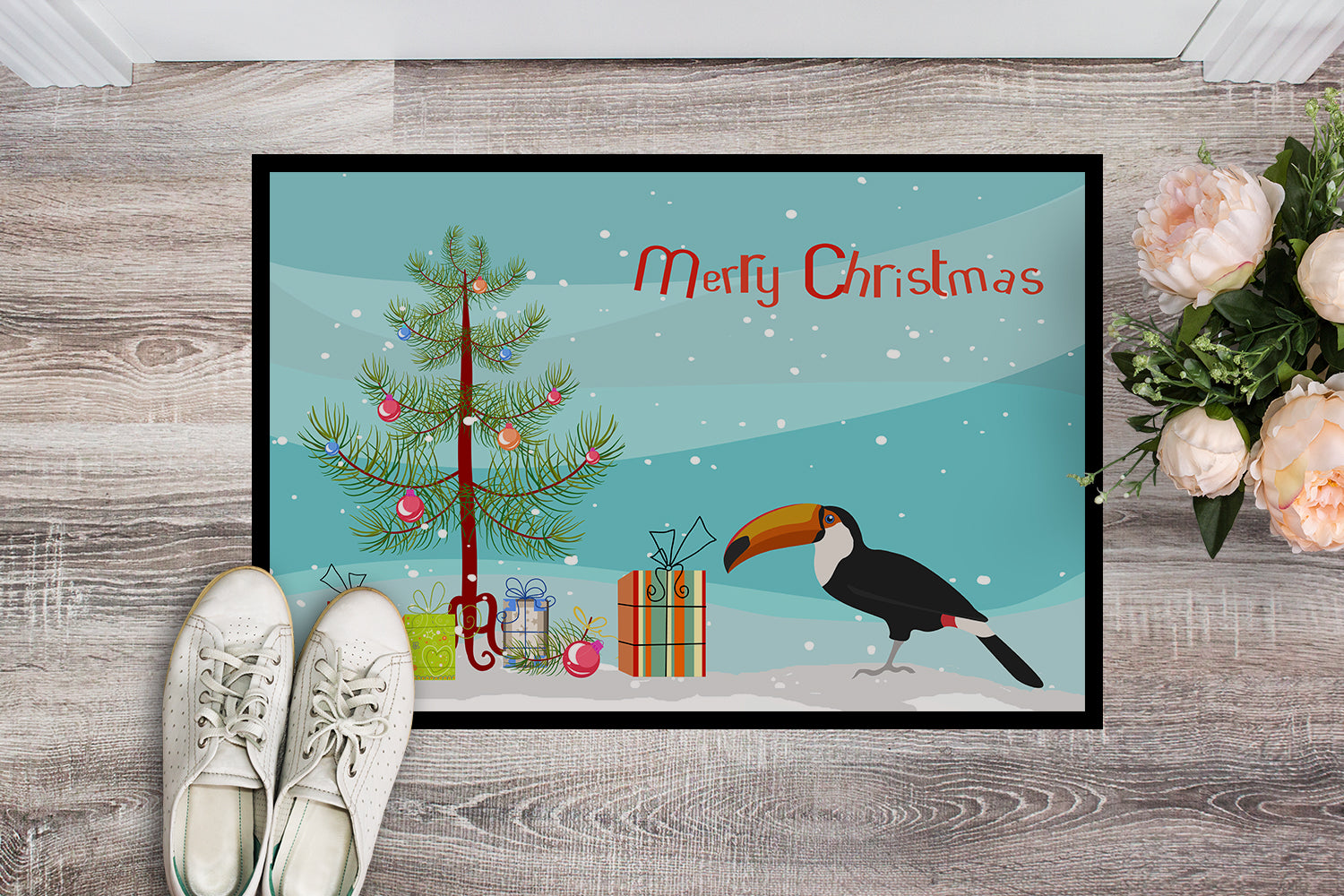 Toucan Merry Christmas Indoor or Outdoor Mat 18x27 CK4494MAT - the-store.com