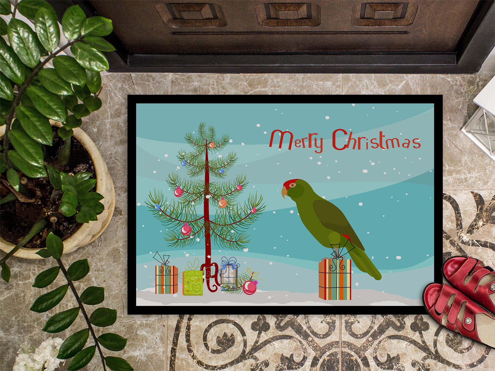 Amazon Parrot Merry Christmas Indoor or Outdoor Mat 18x27 CK4496MAT - the-store.com