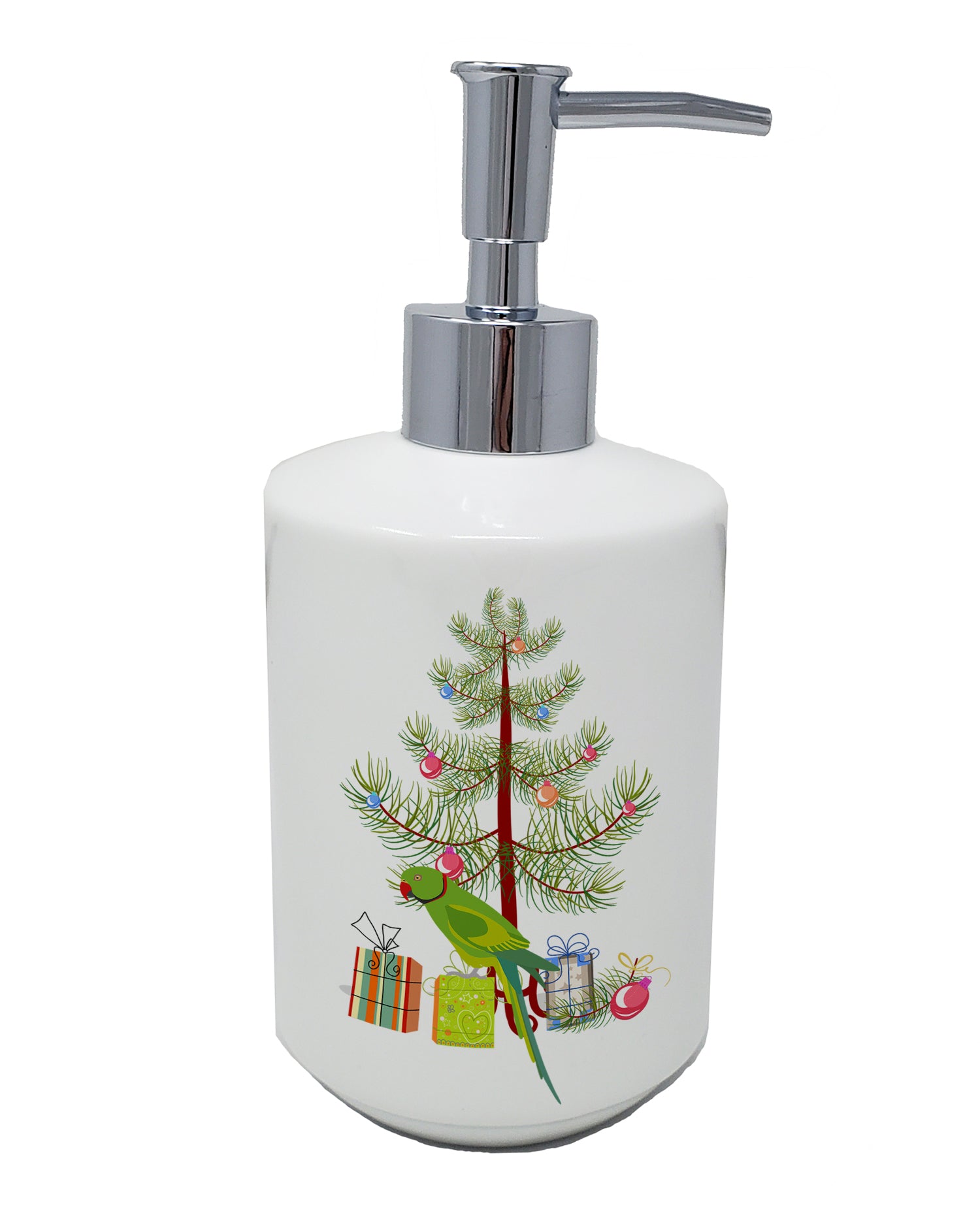 Buy this Ring-Necked Parakeet Merry Christmas Ceramic Soap Dispenser