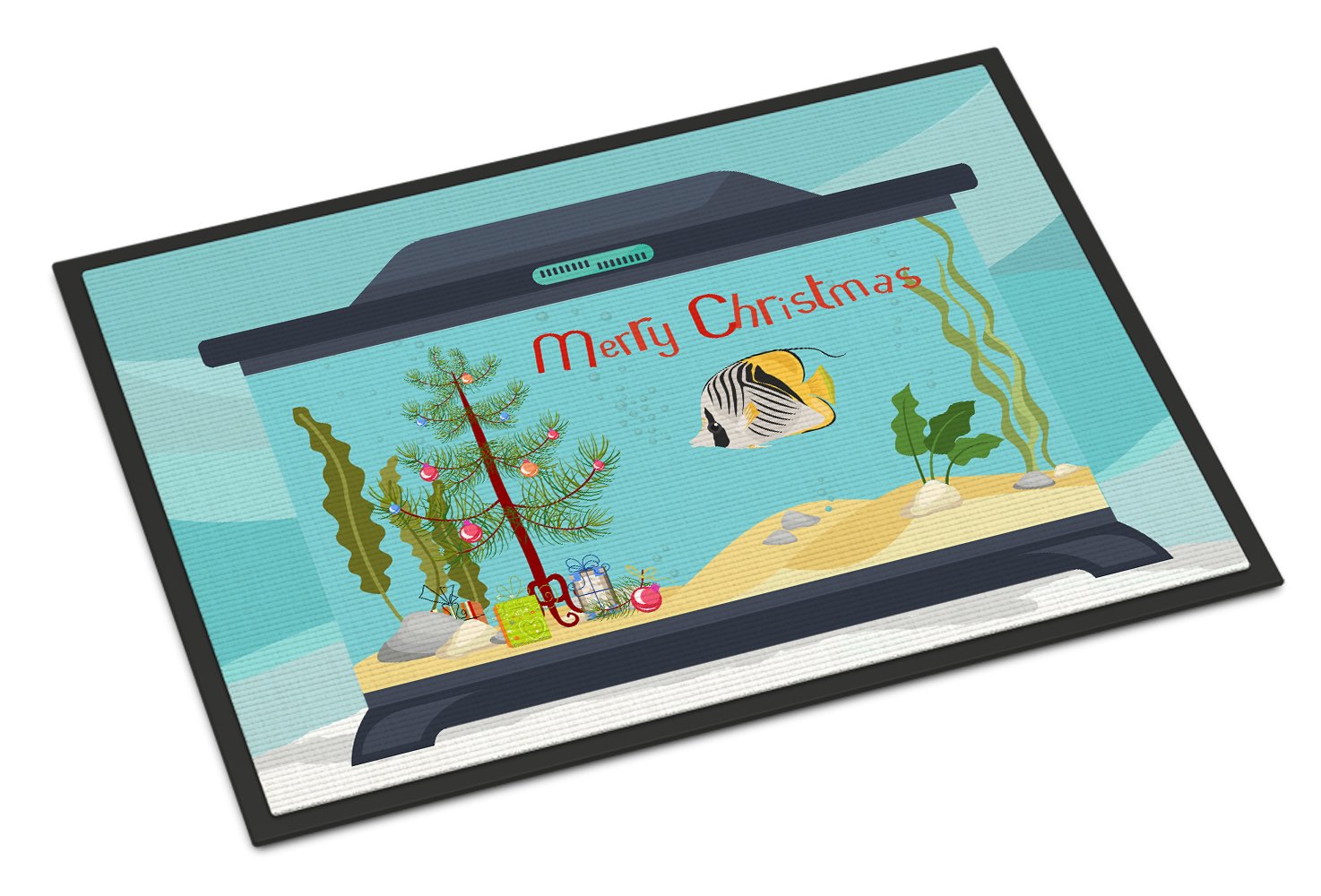 Butterfly Fish Merry Christmas Indoor or Outdoor Mat 24x36 CK4505JMAT by Caroline's Treasures