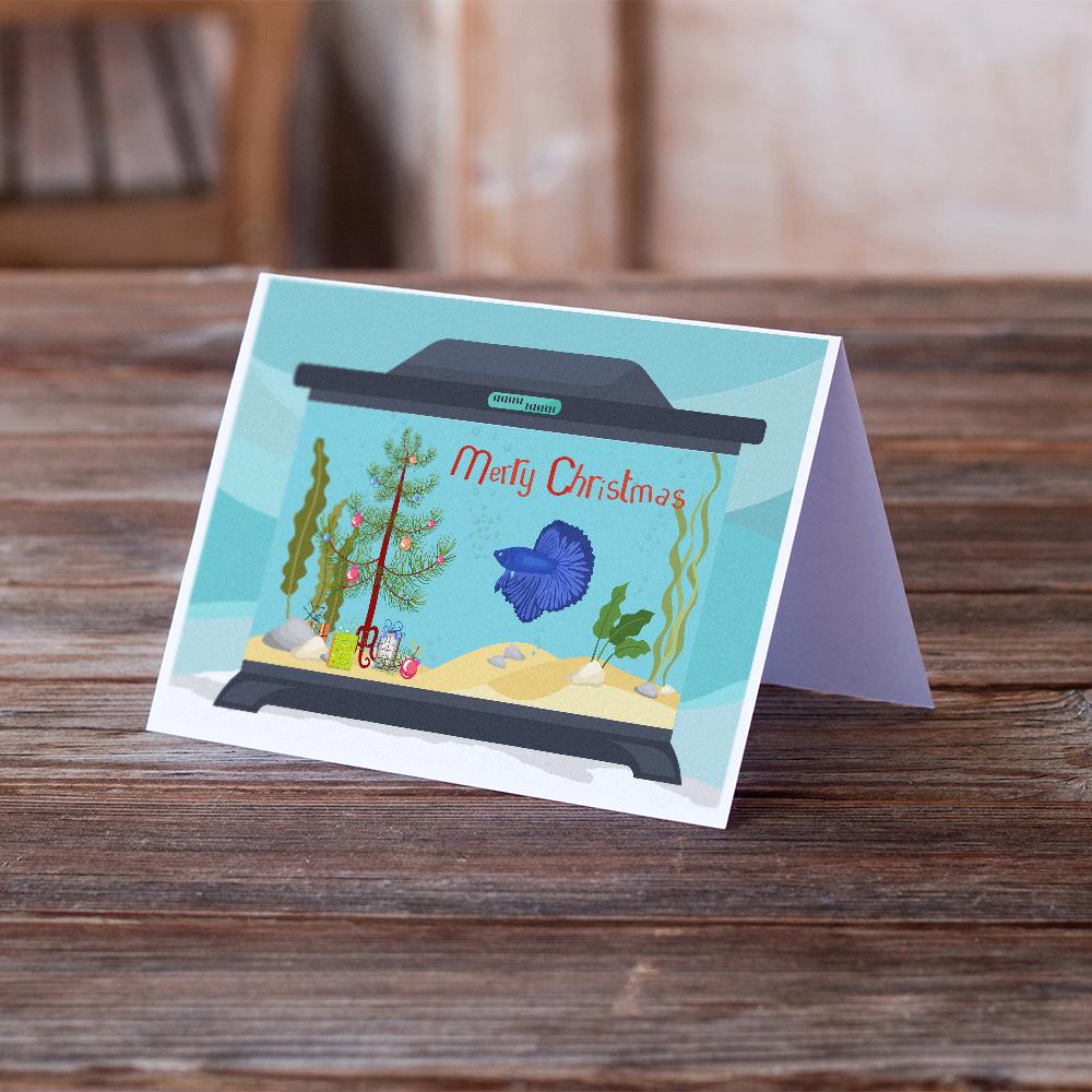 Delta Tail Betta Fish Merry Christmas Greeting Cards and Envelopes Pack of 8 - the-store.com