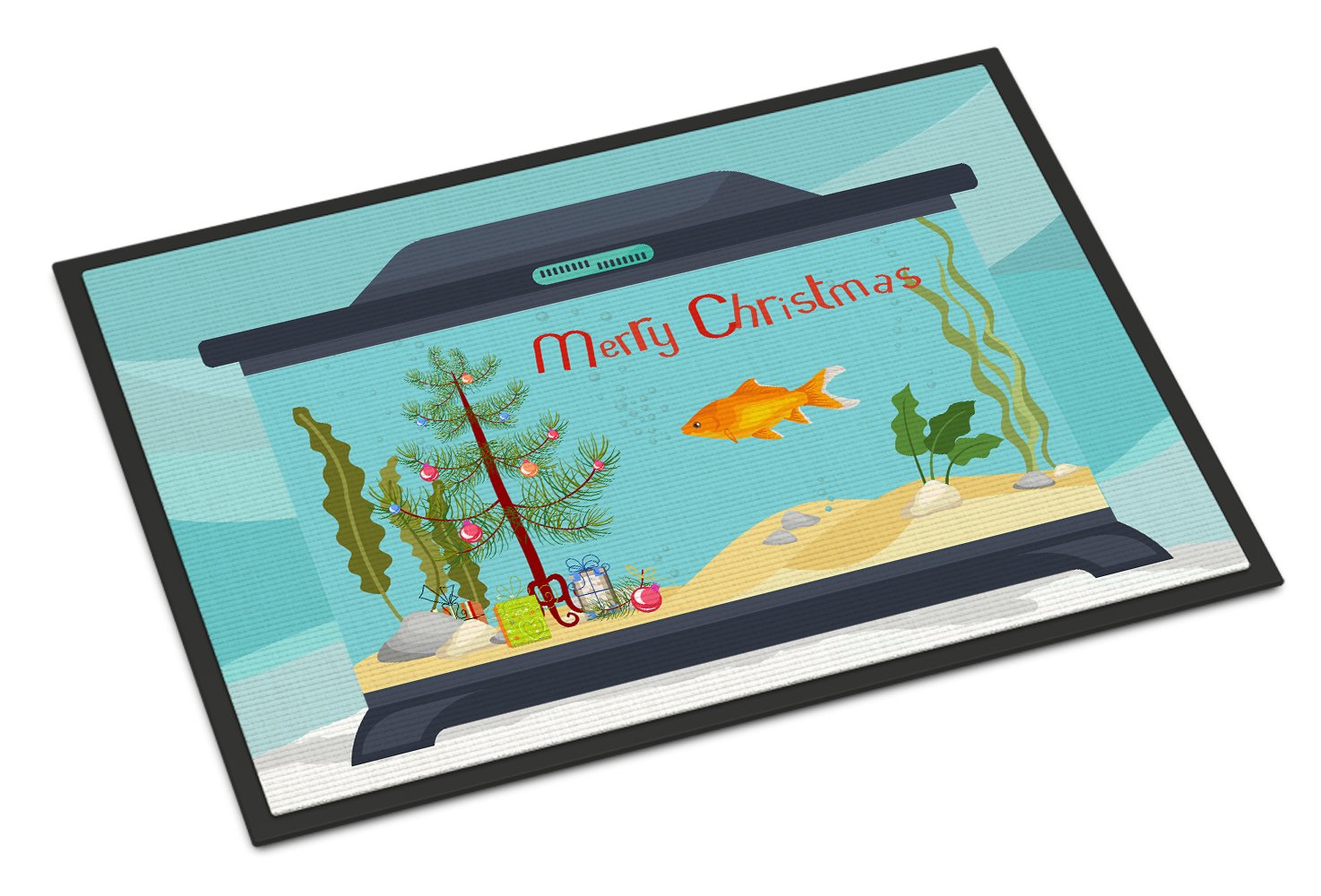 Goldfish Common Merry Christmas Indoor or Outdoor Mat 24x36 CK4512JMAT by Caroline's Treasures