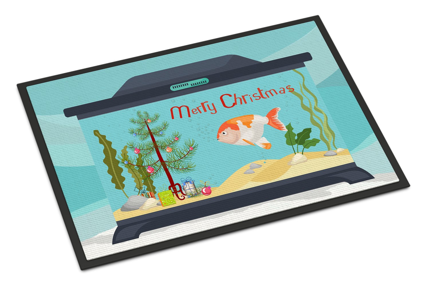 Lionhead Goldfish Merry Christmas Indoor or Outdoor Mat 24x36 CK4513JMAT by Caroline's Treasures