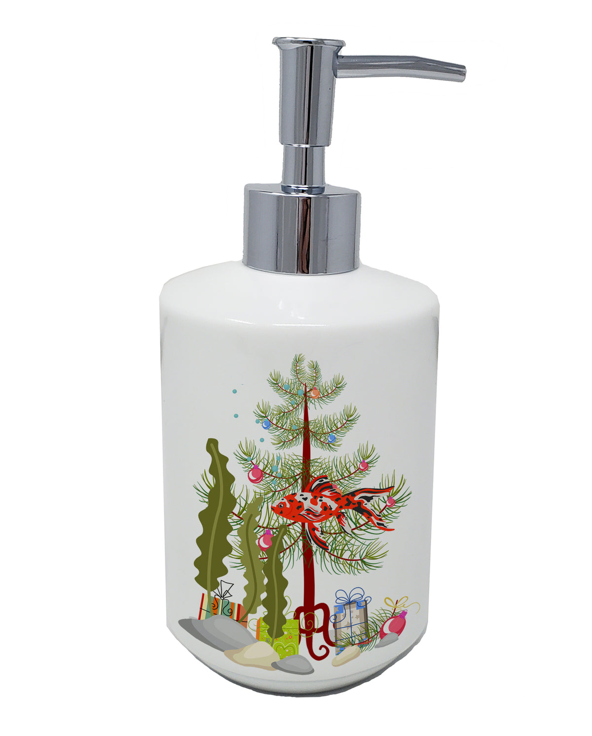 Buy this Shubunkin Goldfish Merry Christmas Ceramic Soap Dispenser