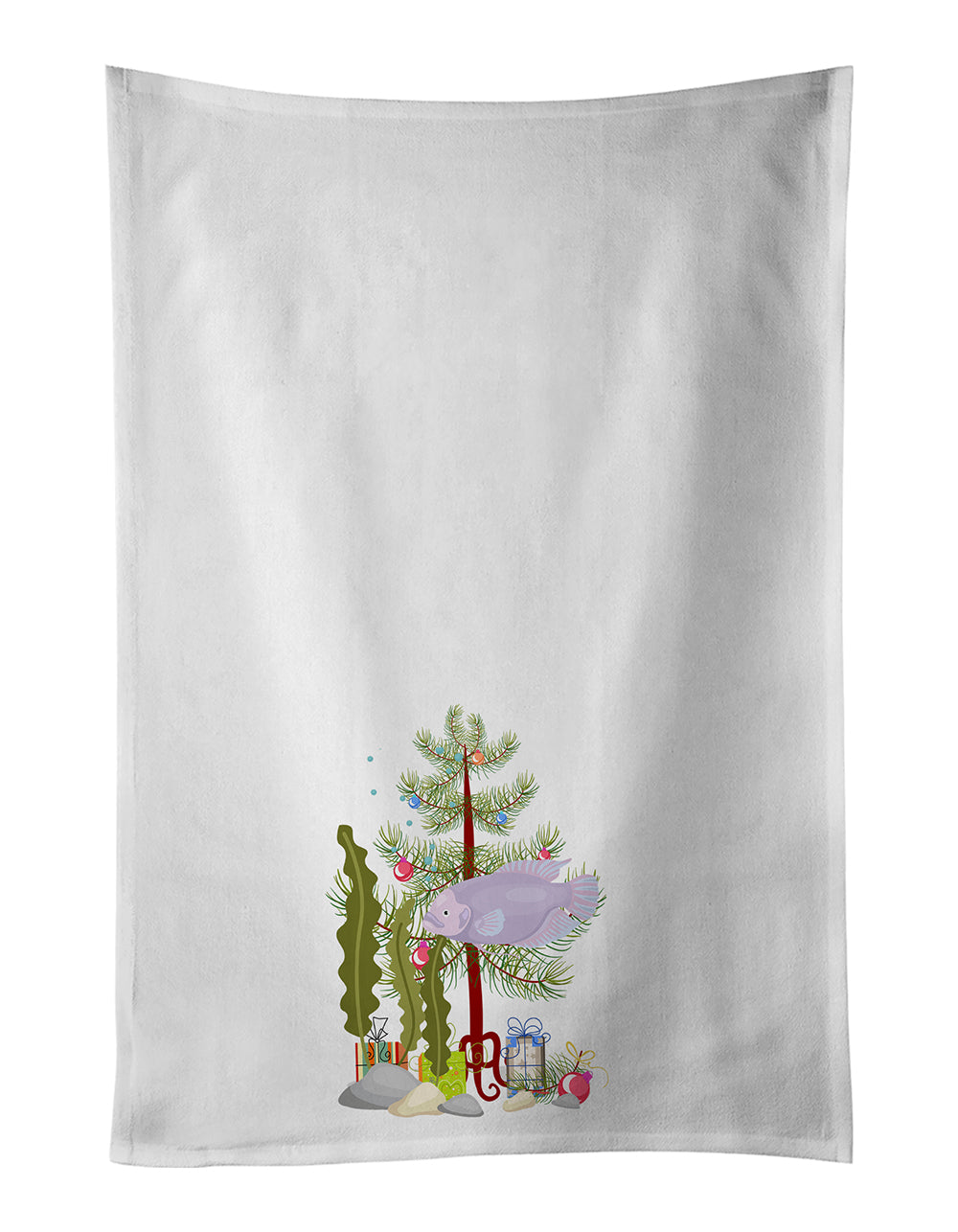 Buy this Giant Gourami Merry Christmas White Kitchen Towel Set of 2