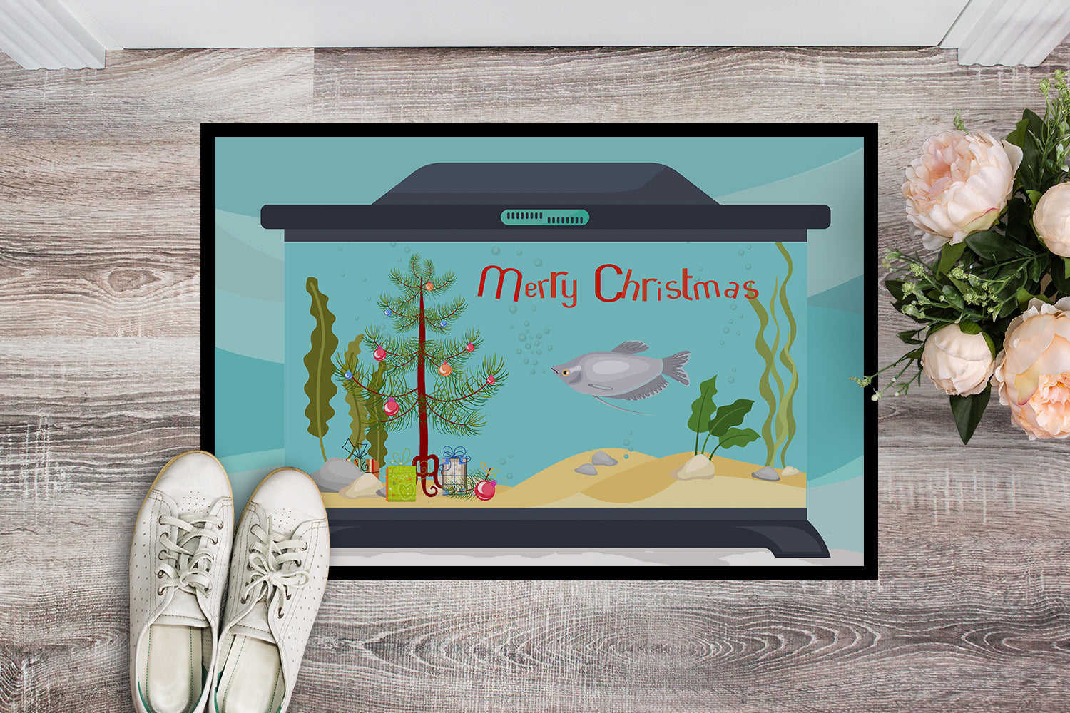 Moonlight Gourami Merry Christmas Indoor or Outdoor Mat 18x27 CK4528MAT - the-store.com