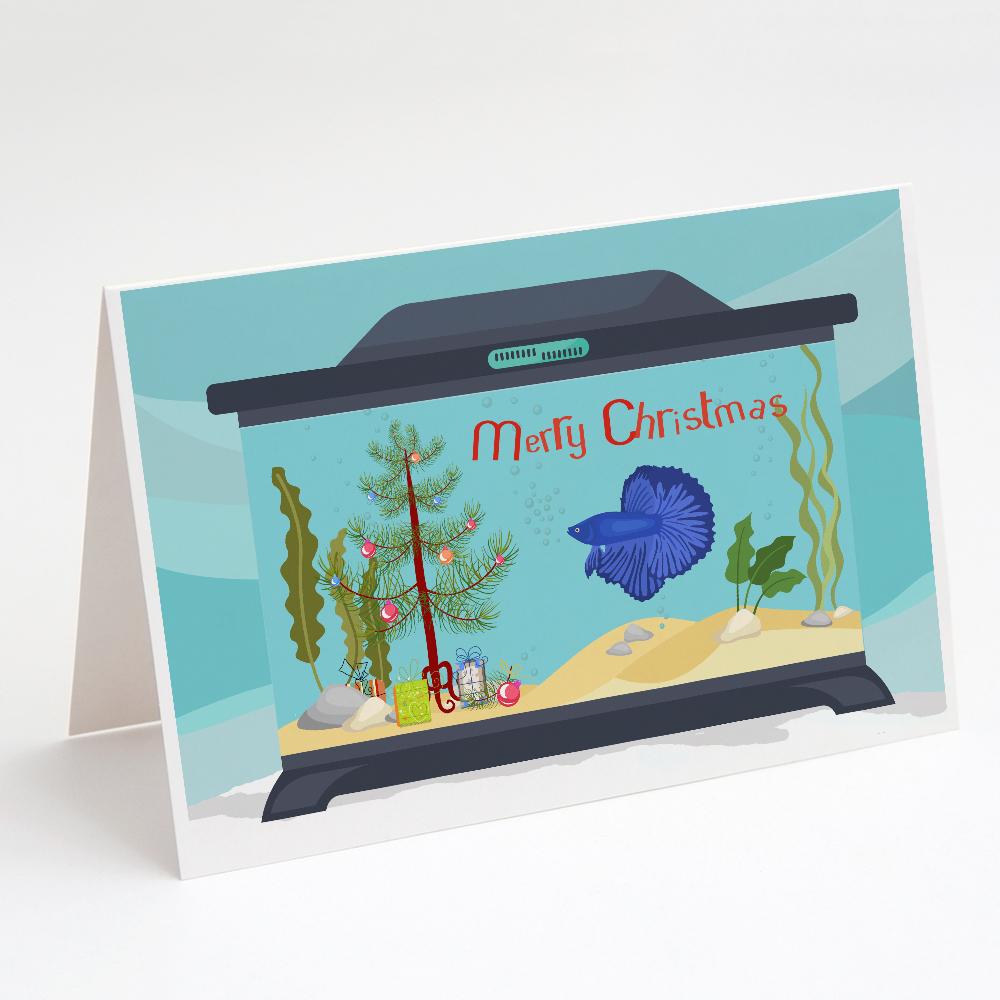 Buy this Super Delta Tail Betta Merry Christmas Greeting Cards and Envelopes Pack of 8