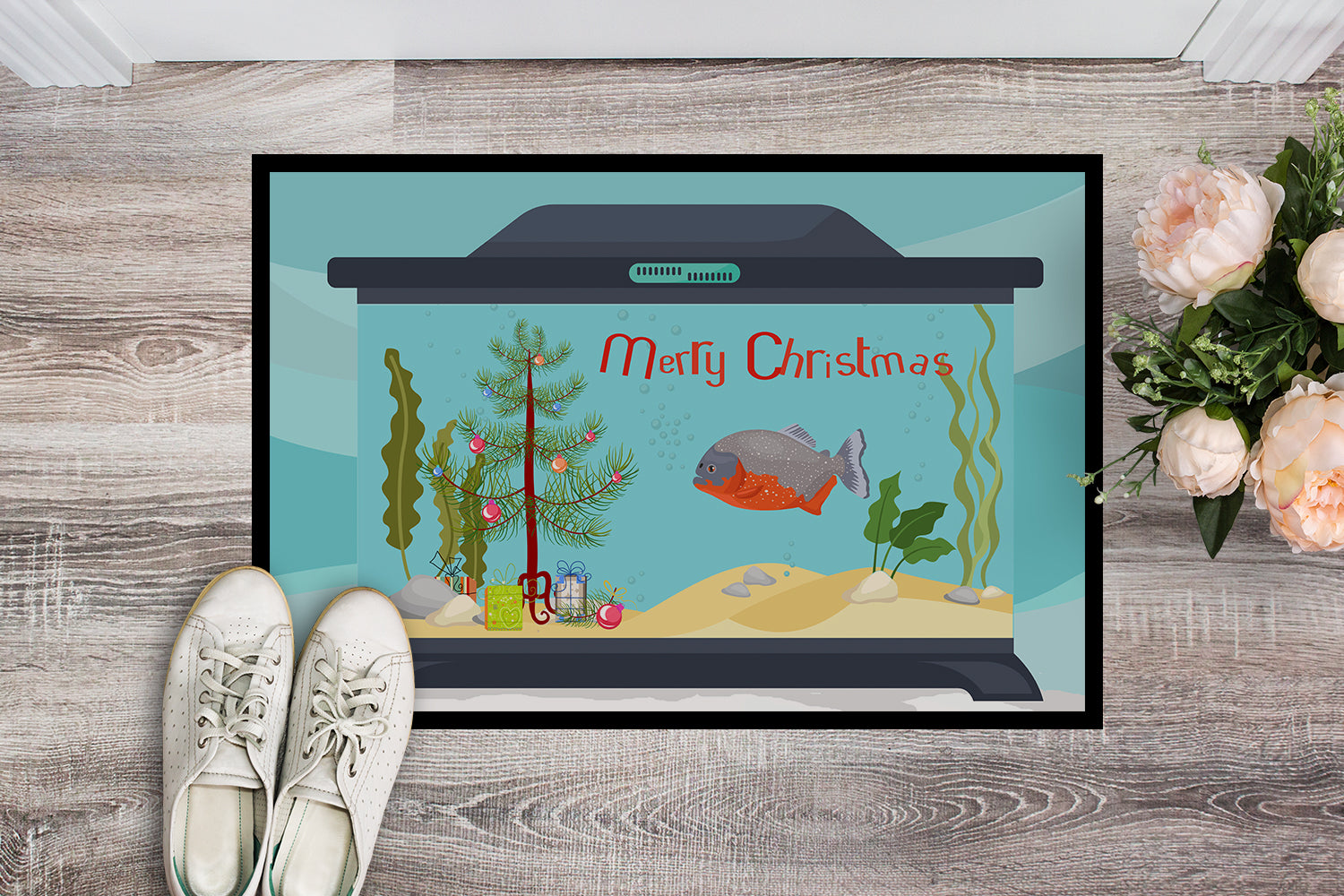 Piranha Merry Christmas Indoor or Outdoor Mat 18x27 CK4534MAT - the-store.com