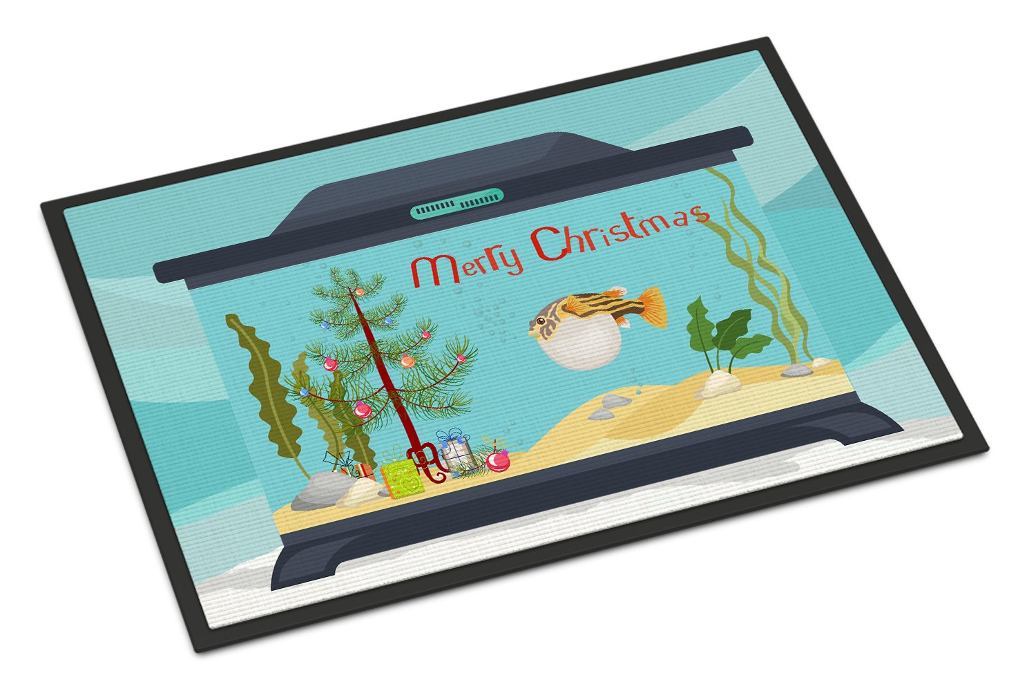 Puffer Fish Merry Christmas Indoor or Outdoor Mat 24x36 CK4535JMAT by Caroline's Treasures