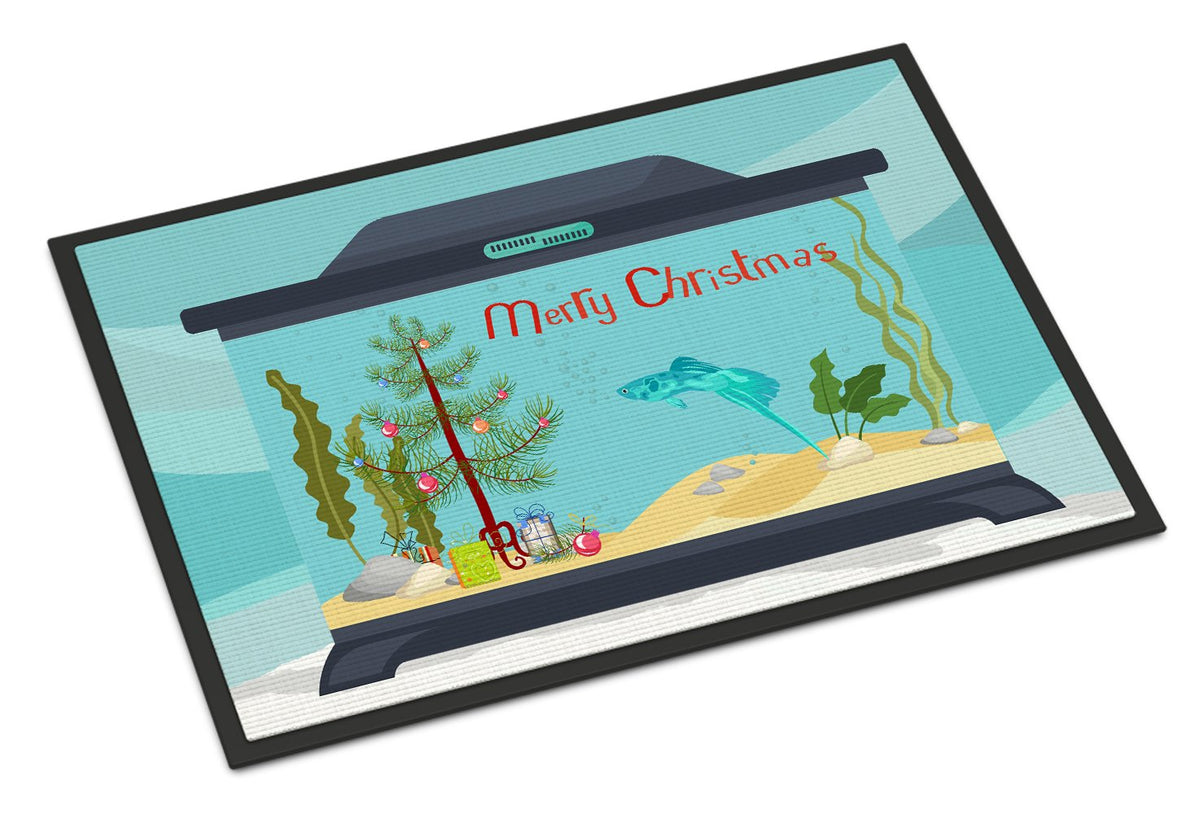 Sword Tail Guppy Merry Christmas Indoor or Outdoor Mat 24x36 CK4537JMAT by Caroline&#39;s Treasures