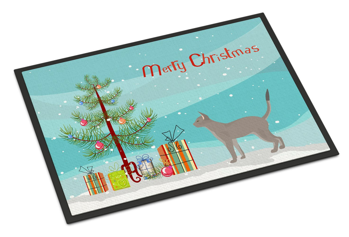 Blue Abyssinian Cat Merry Christmas Indoor or Outdoor Mat 24x36 CK4547JMAT by Caroline&#39;s Treasures