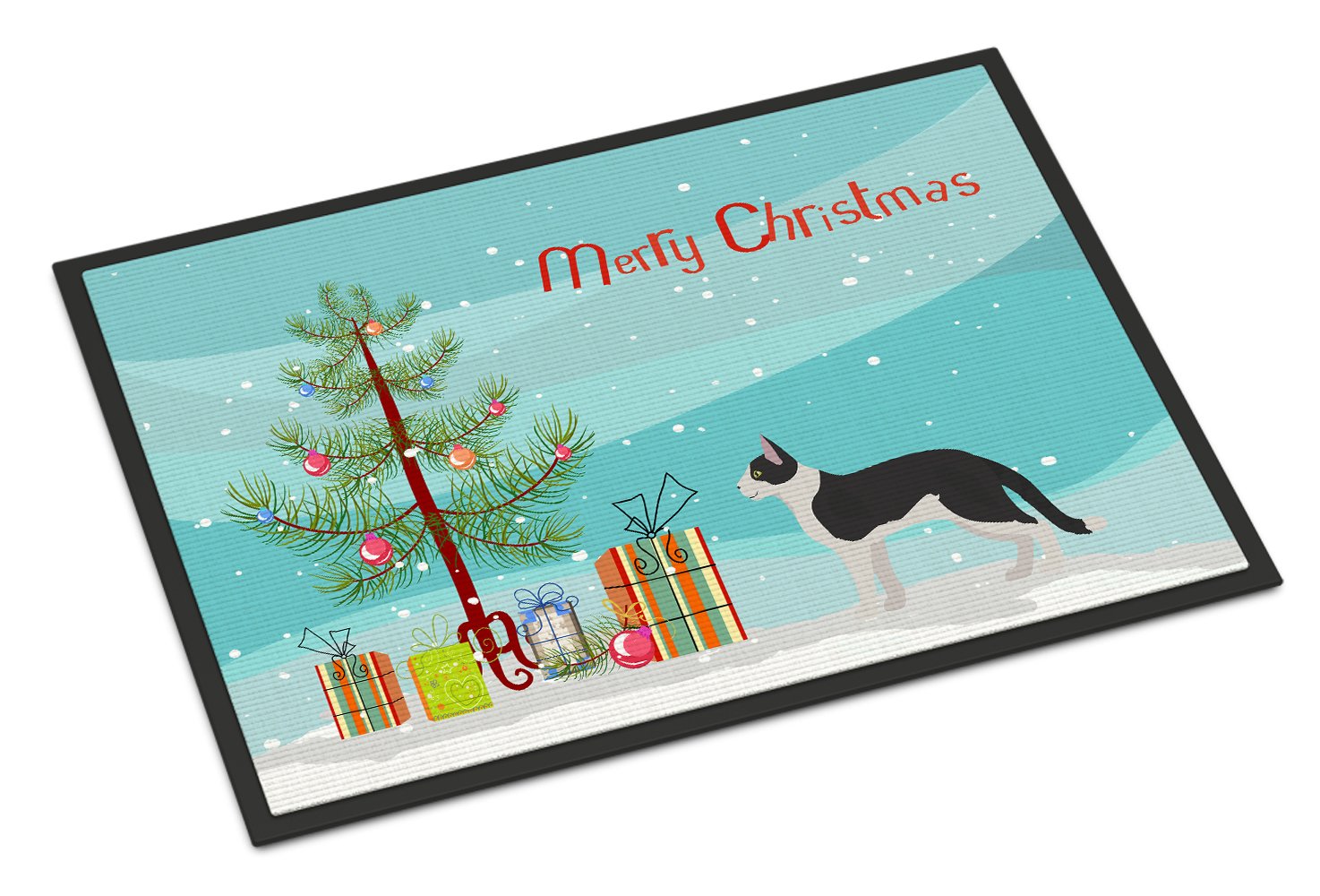 Bicolour Aegean Cat Merry Christmas Indoor or Outdoor Mat 24x36 CK4549JMAT by Caroline's Treasures