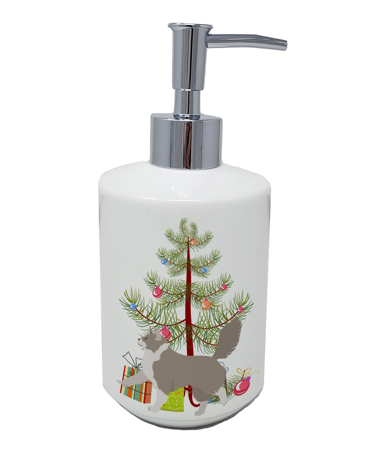 Buy this Asian Semi Longhaired Cat Merry Christmas Ceramic Soap Dispenser