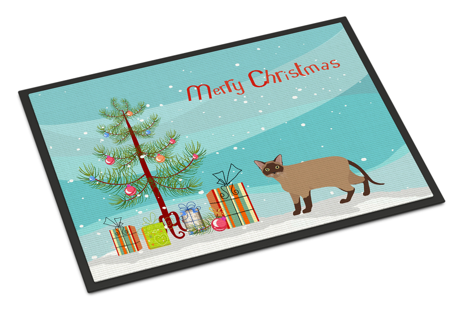 Burmese Cat Merry Christmas Indoor or Outdoor Mat 18x27 CK4576MAT - the-store.com