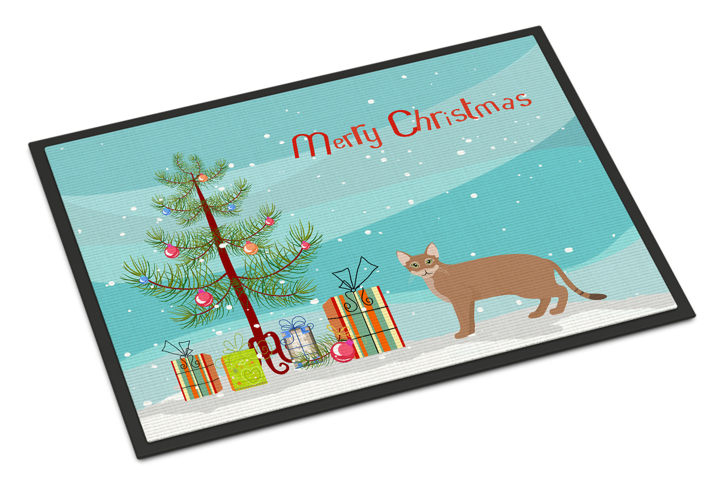 Chausie Cat Merry Christmas Indoor or Outdoor Mat 18x27 CK4584MAT - the-store.com