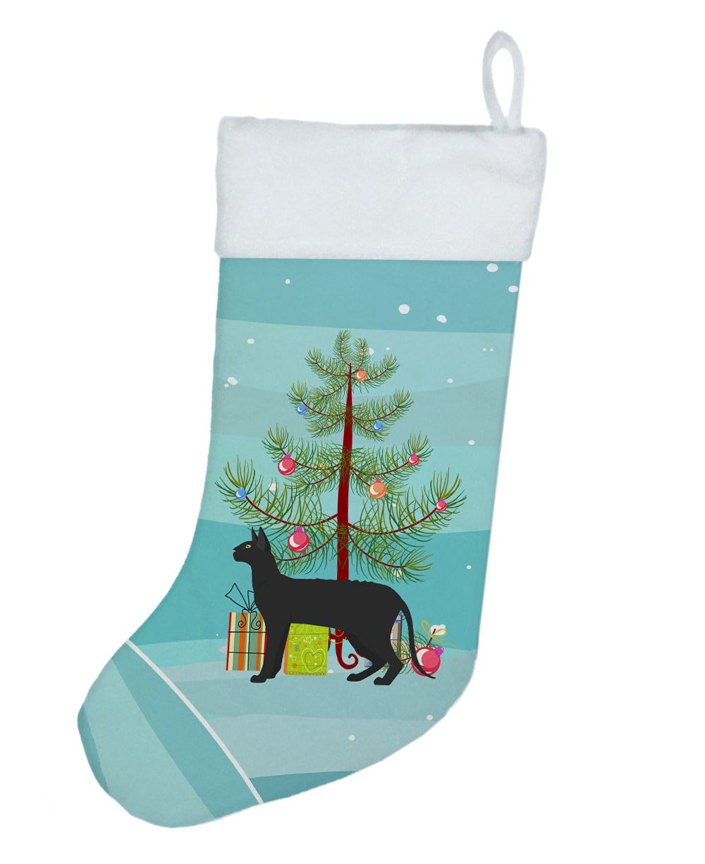 Black Cornish Rex Cat Merry Christmas Christmas Stocking  the-store.com.