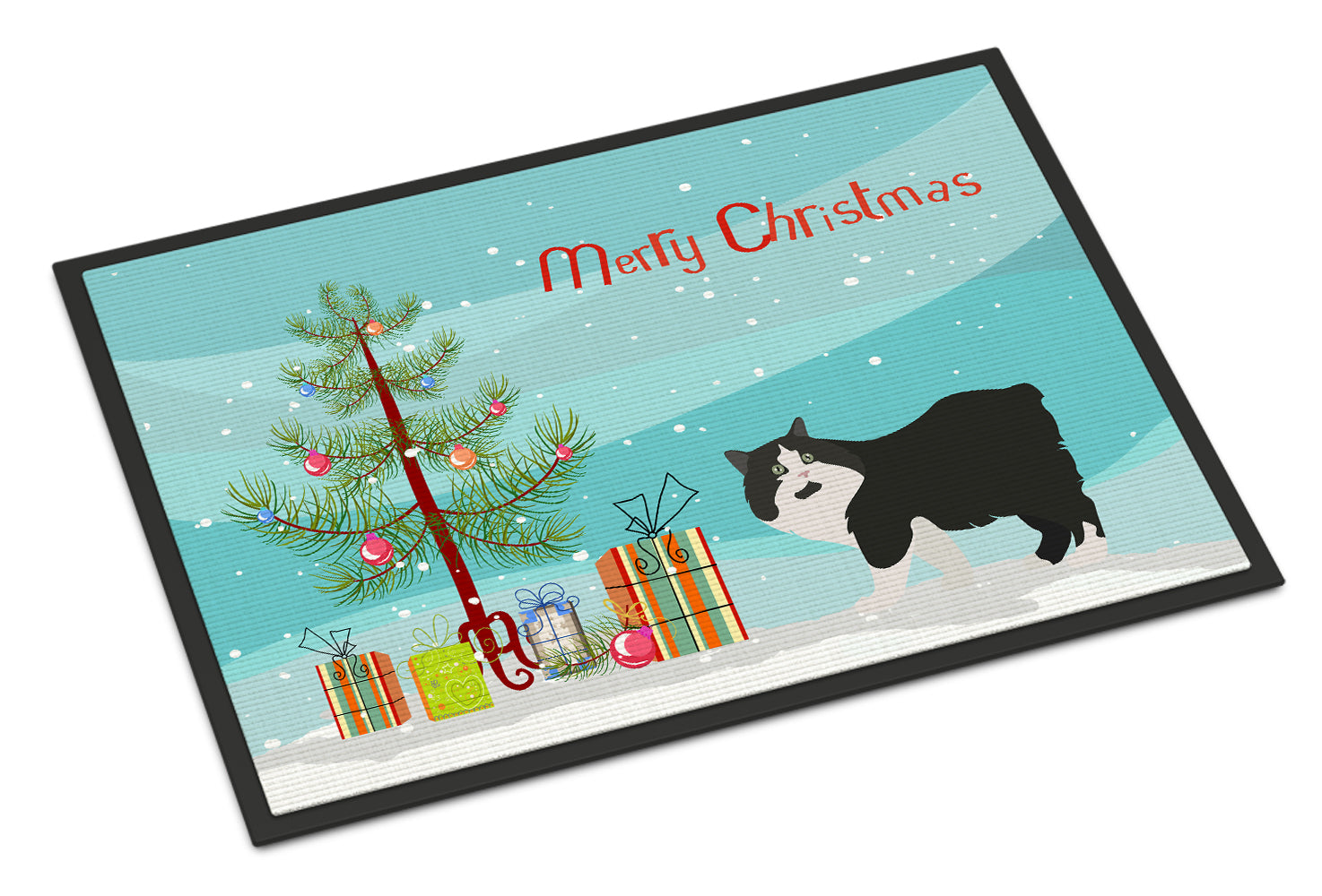 Cymric Cat Merry Christmas Indoor or Outdoor Mat 18x27 CK4599MAT - the-store.com