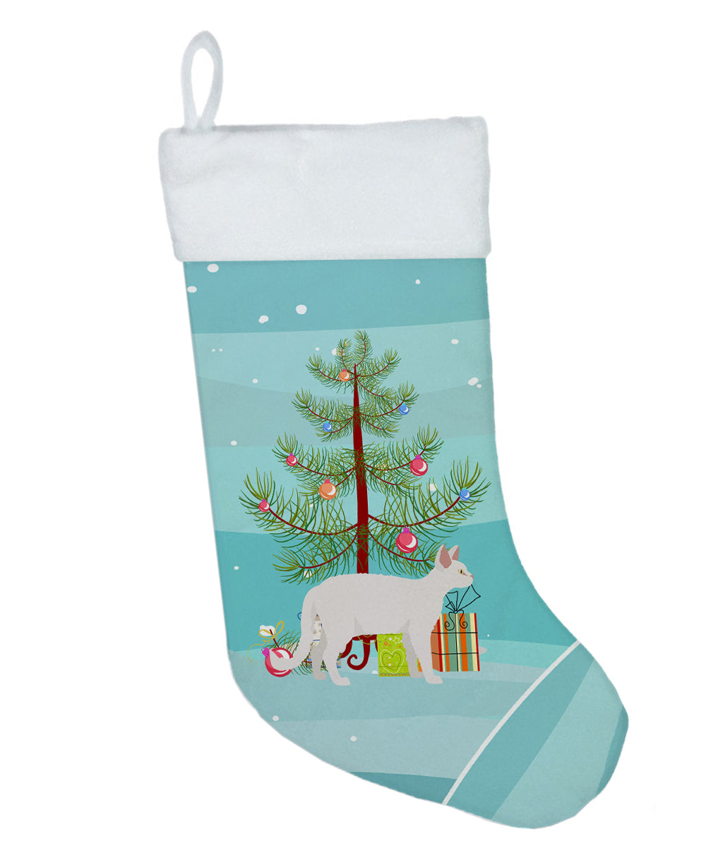 White Devon Rex Cat Merry Christmas Christmas Stocking  the-store.com.