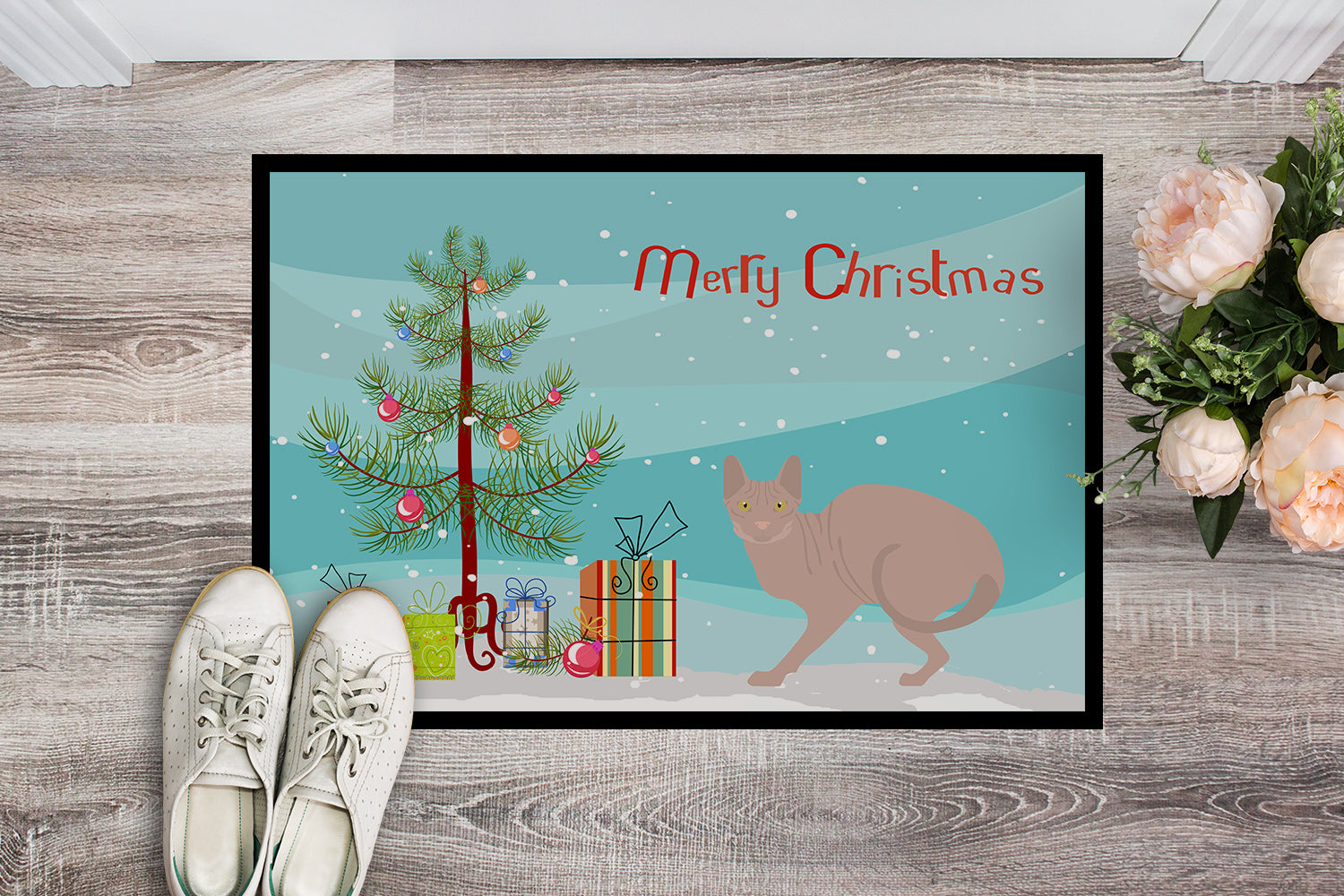 Don Sphynx #3 Cat Merry Christmas Indoor or Outdoor Mat 18x27 CK4606MAT - the-store.com