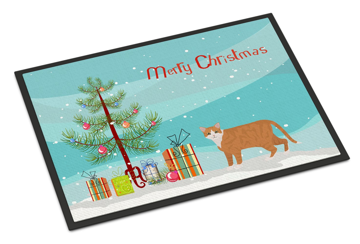 European Shorthair #1 Cat Merry Christmas Indoor or Outdoor Mat 24x36 CK4617JMAT by Caroline's Treasures