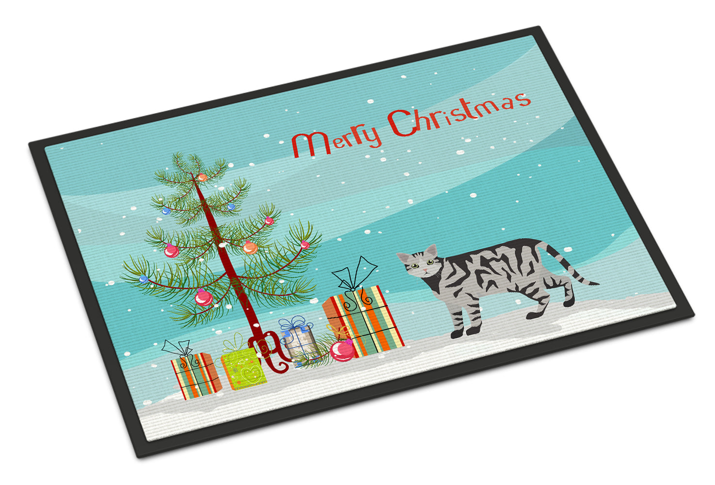 European Shorthair #2 Cat Merry Christmas Indoor or Outdoor Mat 18x27 CK4618MAT - the-store.com