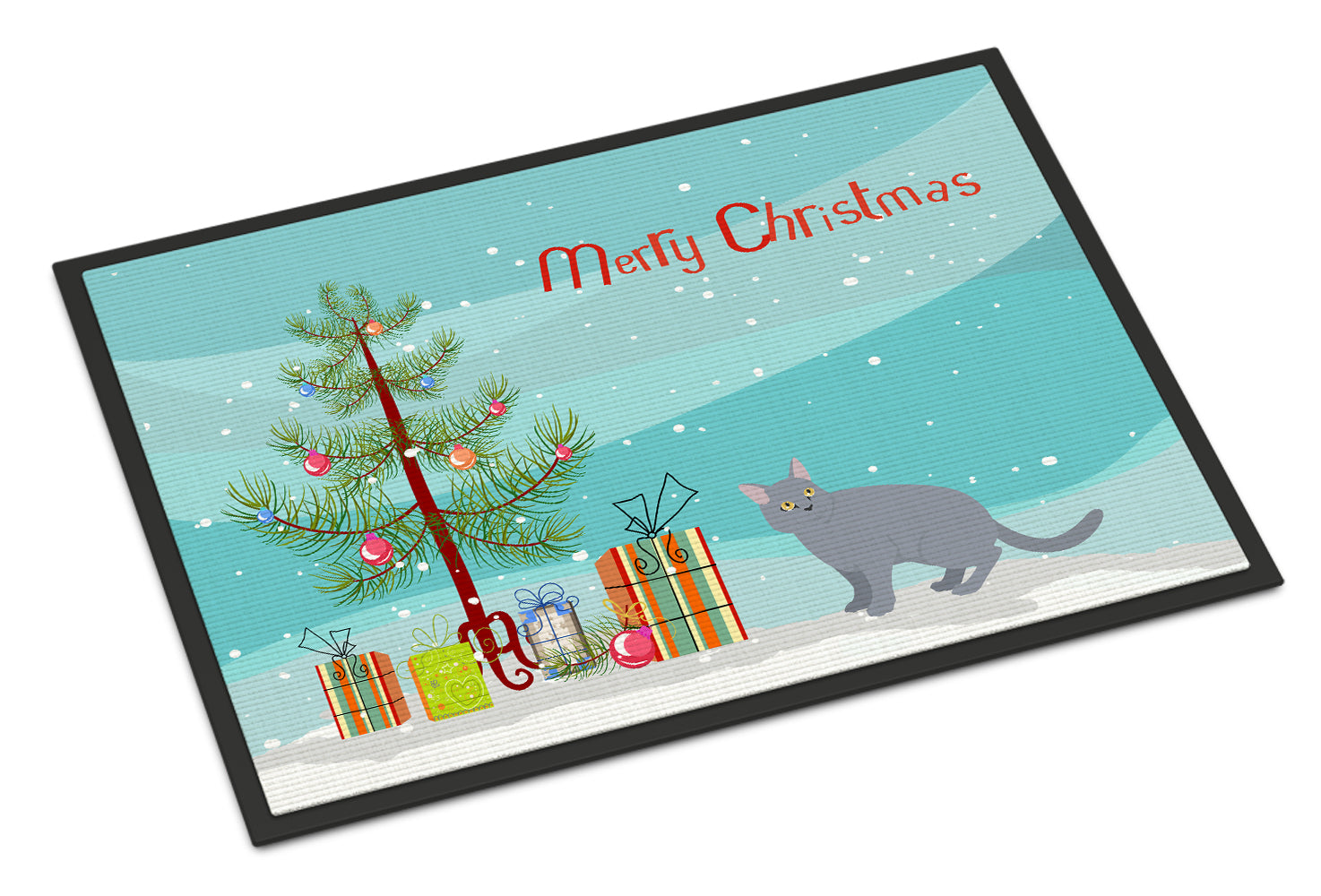 European Shorthair #3 Cat Merry Christmas Indoor or Outdoor Mat 18x27 CK4619MAT - the-store.com