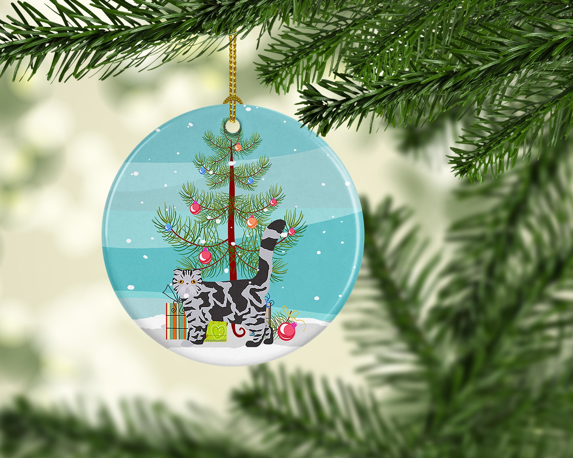 Foldex Exotic Fold #1 Cat Merry Christmas Ceramic Ornament - the-store.com