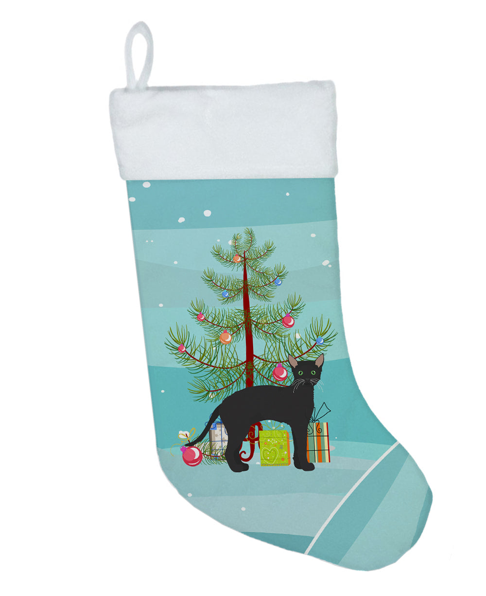 Black German Rex Cat Merry Christmas Christmas Stocking  the-store.com.