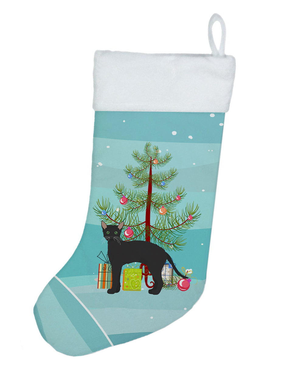 Black German Rex Cat Merry Christmas Christmas Stocking  the-store.com.