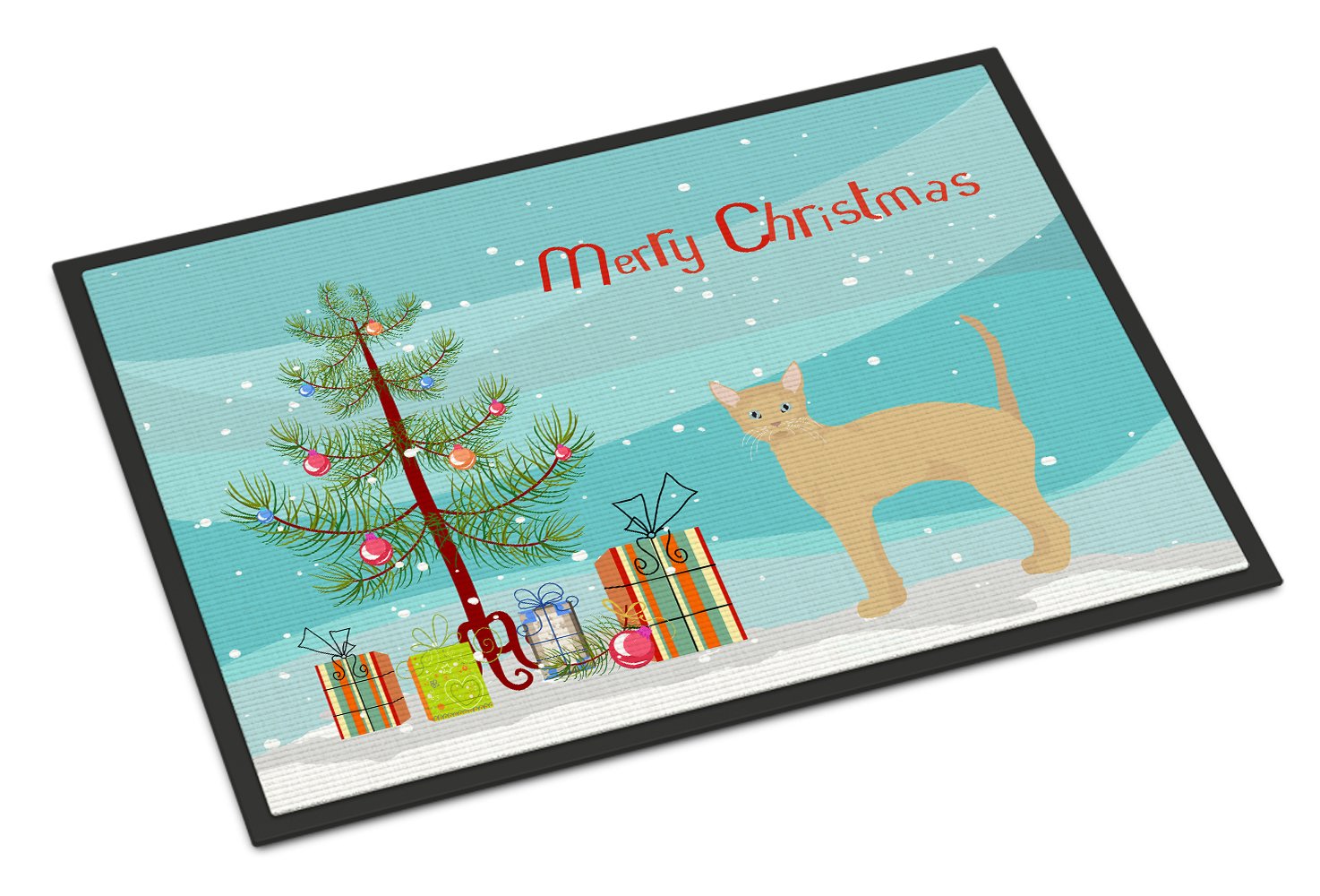 German Rex #2 Cat Merry Christmas Indoor or Outdoor Mat 24x36 CK4627JMAT by Caroline's Treasures