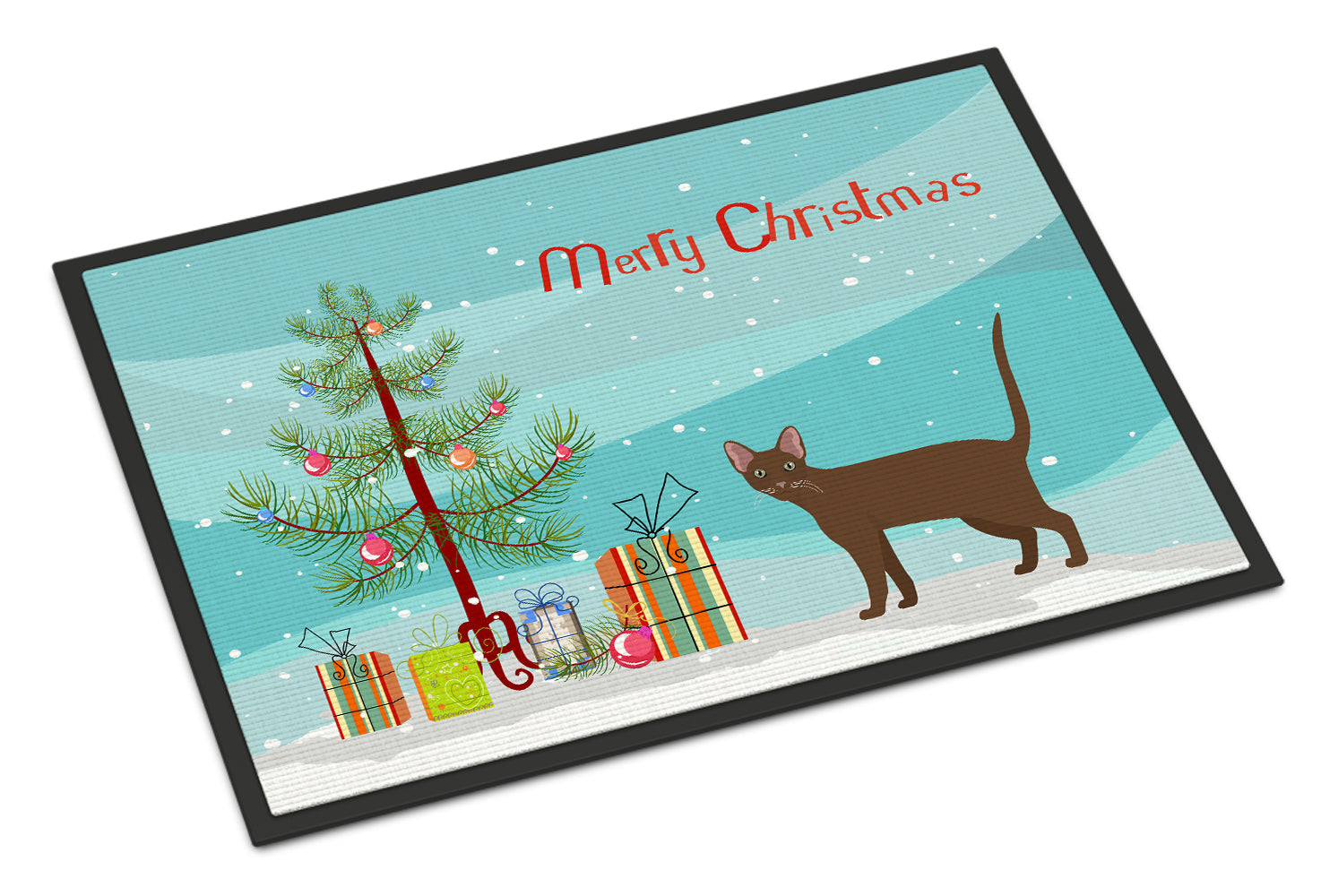 Havana Brown Cat Merry Christmas Indoor or Outdoor Mat 18x27 CK4629MAT - the-store.com