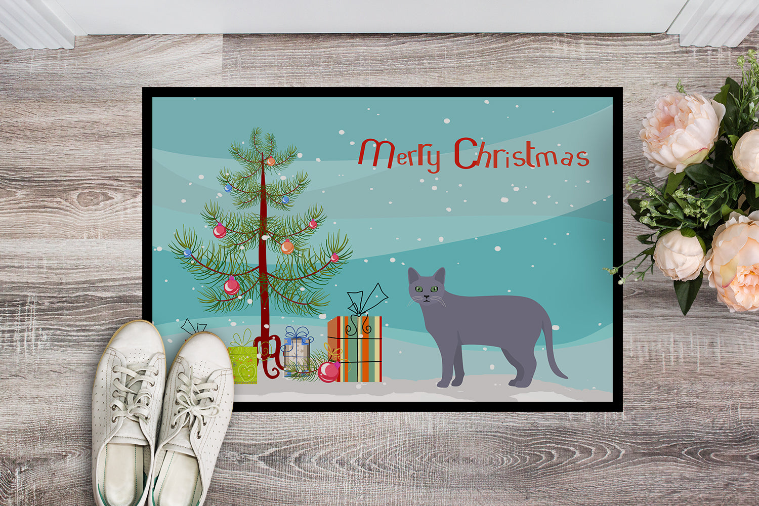 Korat #1 Cat Merry Christmas Indoor or Outdoor Mat 18x27 CK4636MAT - the-store.com