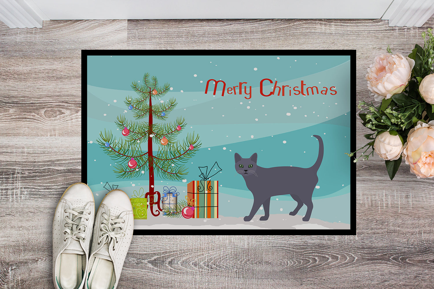 Korat #3 Cat Merry Christmas Indoor or Outdoor Mat 18x27 CK4638MAT - the-store.com