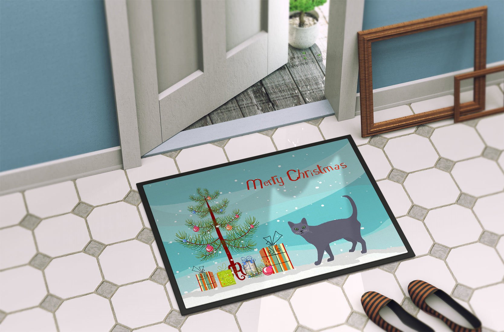 Korat #3 Cat Merry Christmas Indoor or Outdoor Mat 18x27 CK4638MAT - the-store.com