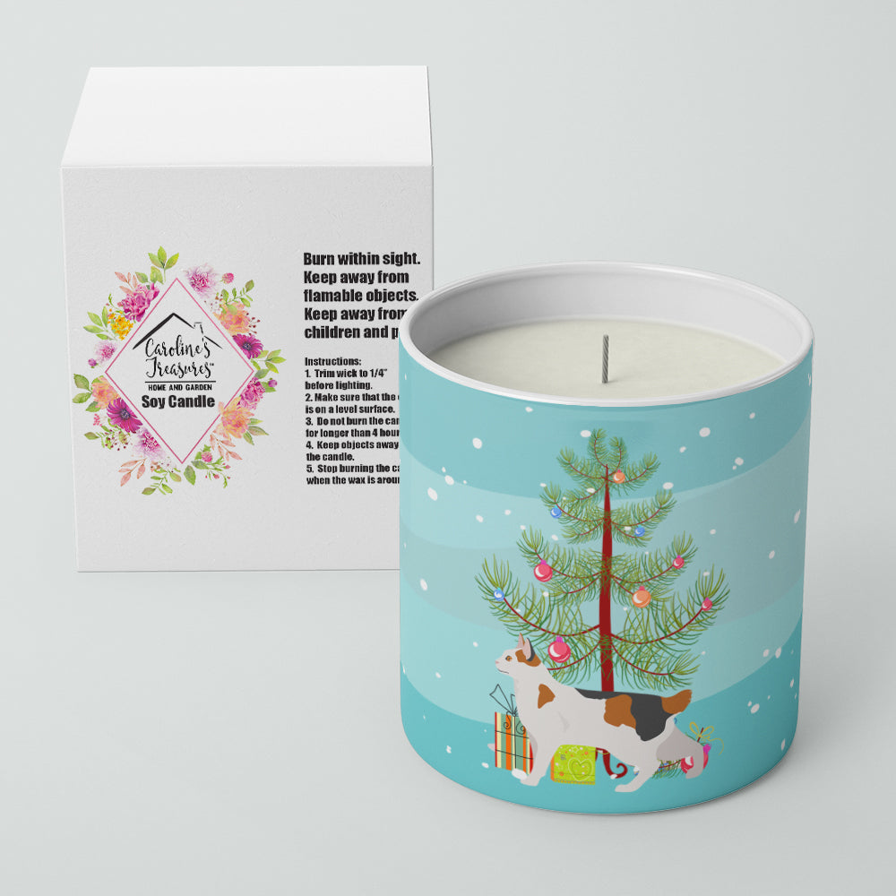 Korean Bobtail Cat Merry Christmas 10 oz Decorative Soy Candle - the-store.com