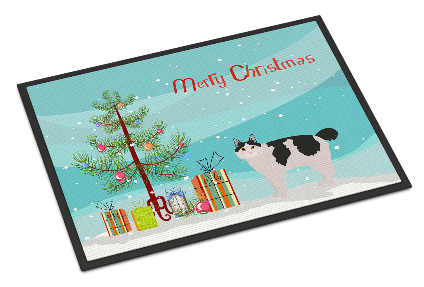 Kurilian Bobtail #2 Cat Merry Christmas Indoor or Outdoor Mat 18x27 CK4641MAT - the-store.com