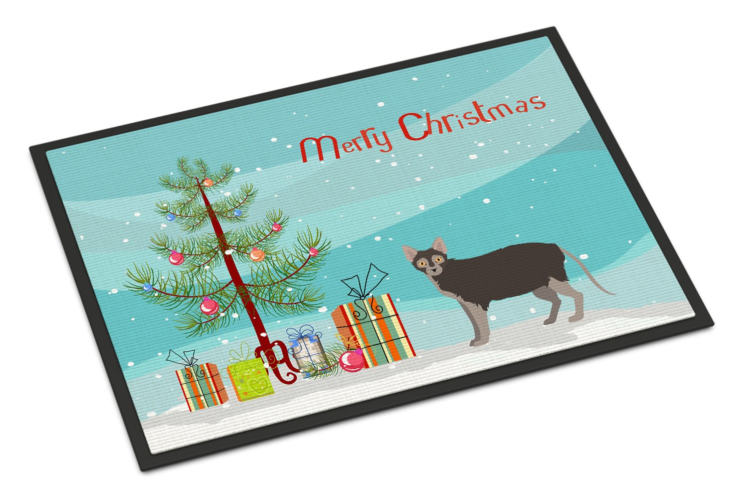 Lykoi #1 Cat Merry Christmas Indoor or Outdoor Mat 24x36 CK4645JMAT by Caroline's Treasures