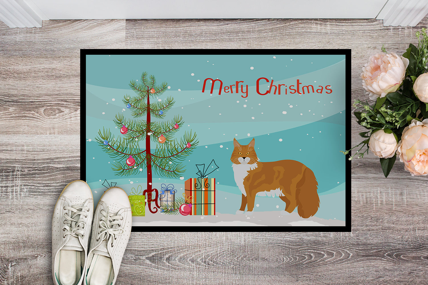 Maine Coon #1 Cat Merry Christmas Indoor or Outdoor Mat 18x27 CK4648MAT - the-store.com