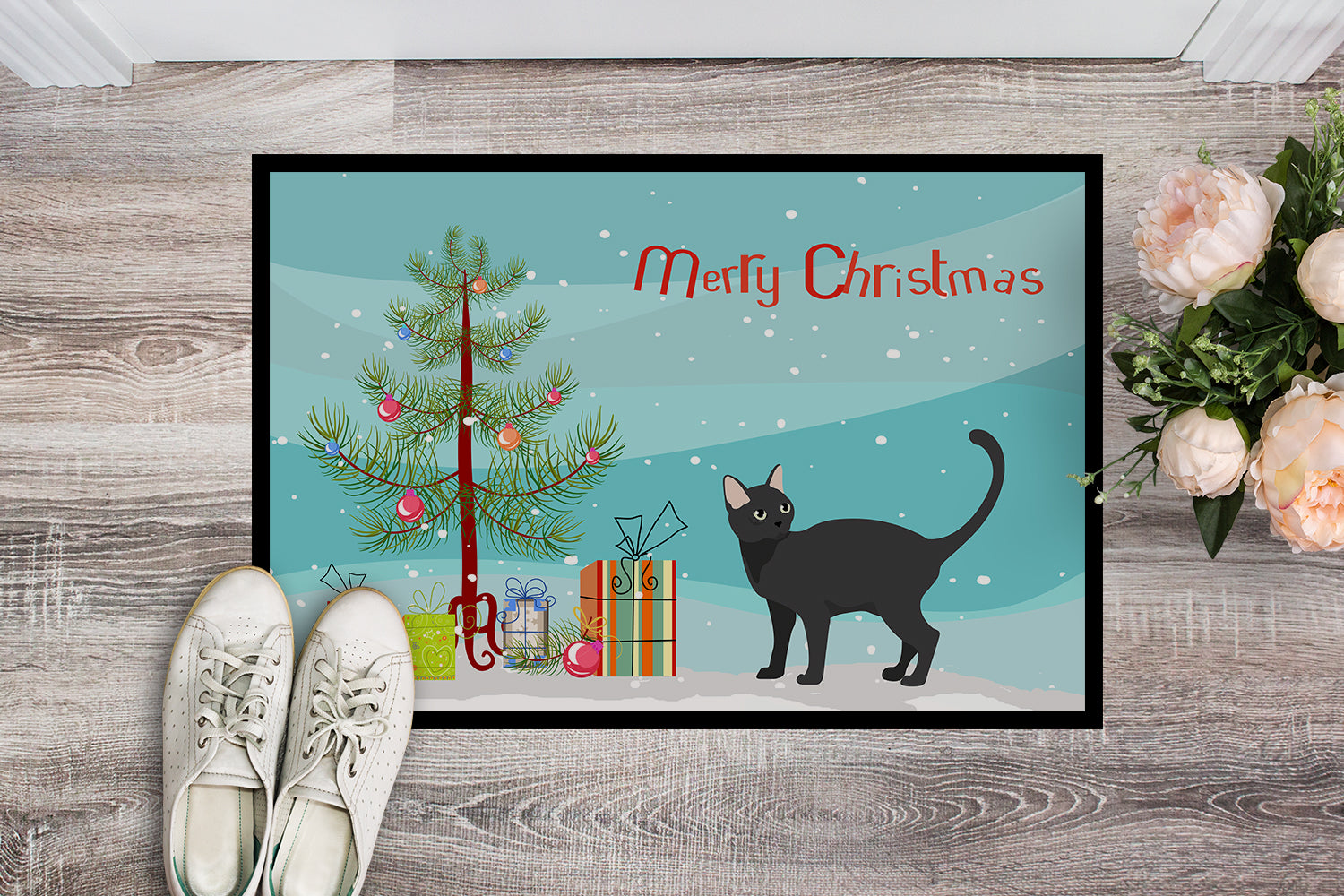 Malayan #2 Cat Merry Christmas Indoor or Outdoor Mat 18x27 CK4651MAT - the-store.com