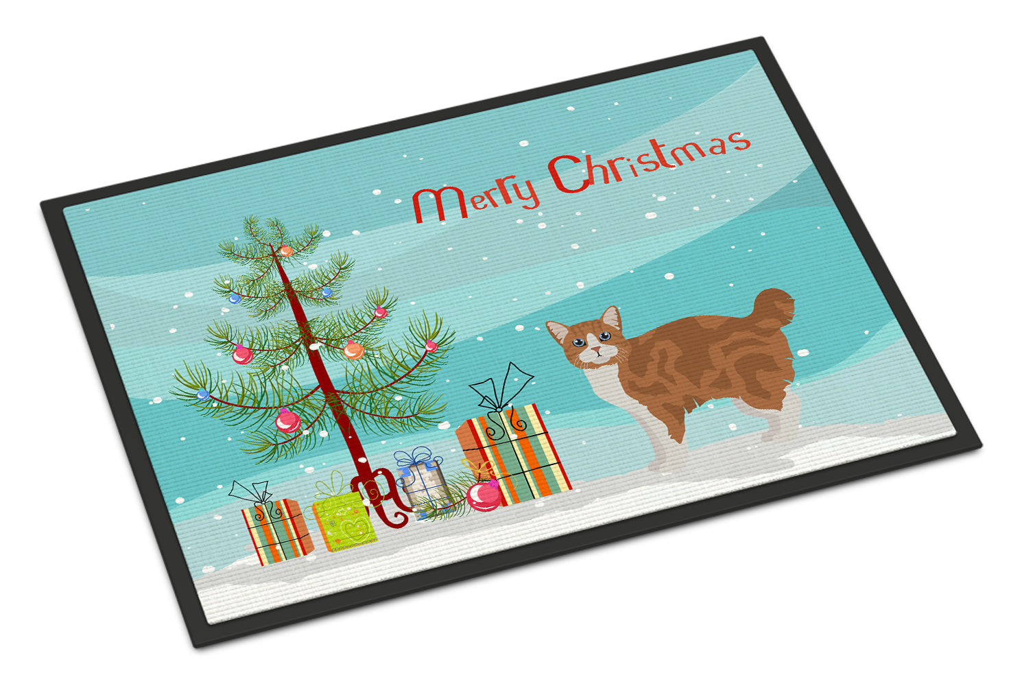 Manx #2 Cat Merry Christmas Indoor or Outdoor Mat 18x27 CK4653MAT - the-store.com