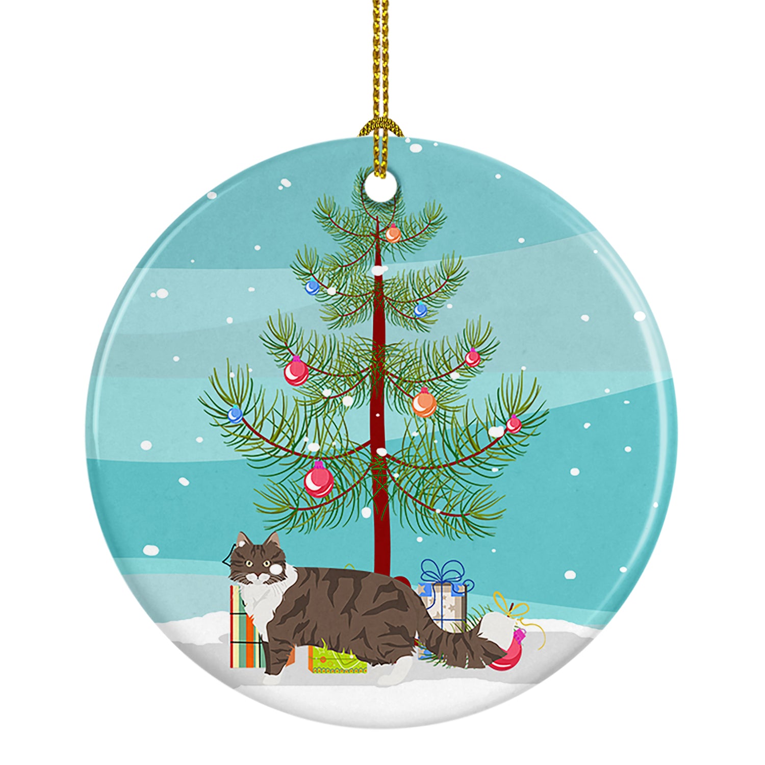 Buy this Norwegian Forest Cat Merry Christmas Ceramic Ornament